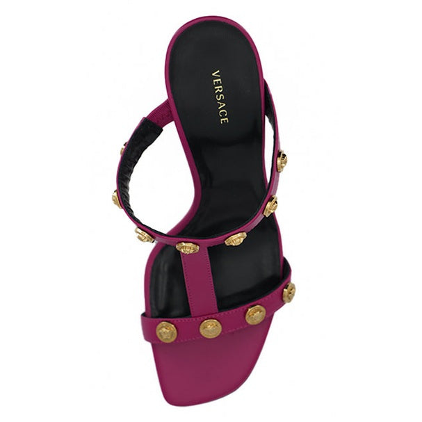 Versace Elegant Purple Calf Leather High Sandals Versace