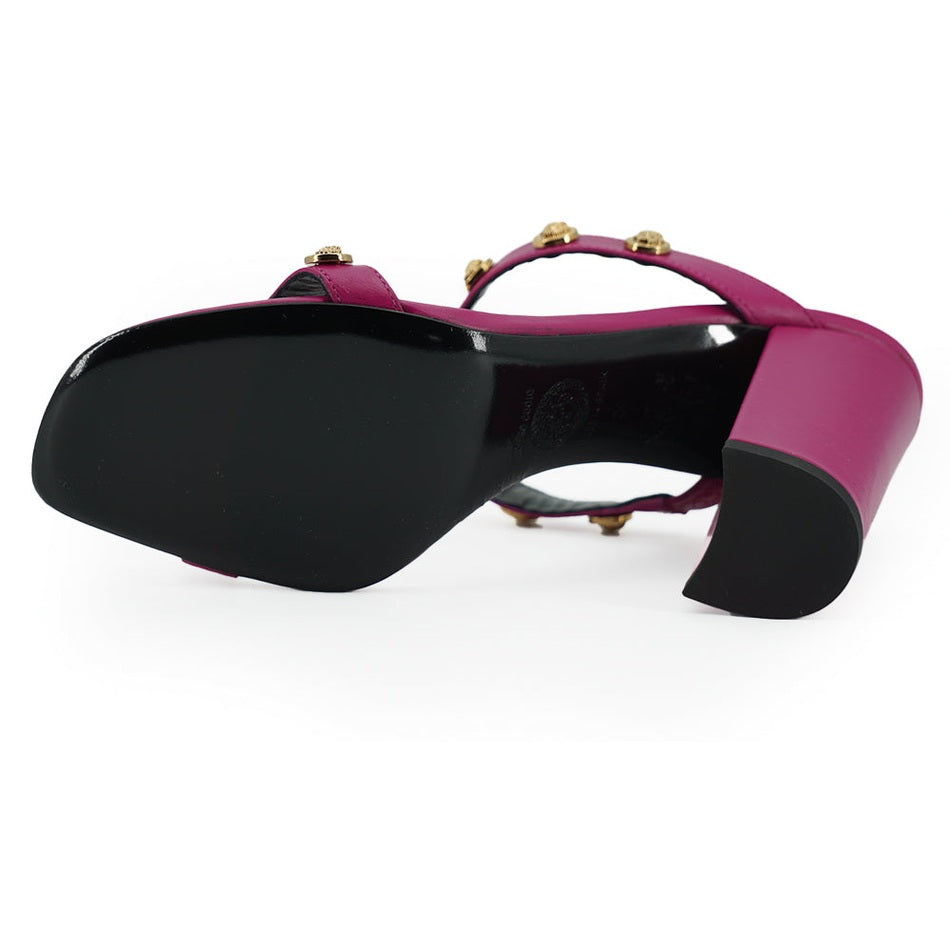 Versace Elegant Purple Calf Leather High Sandals Versace