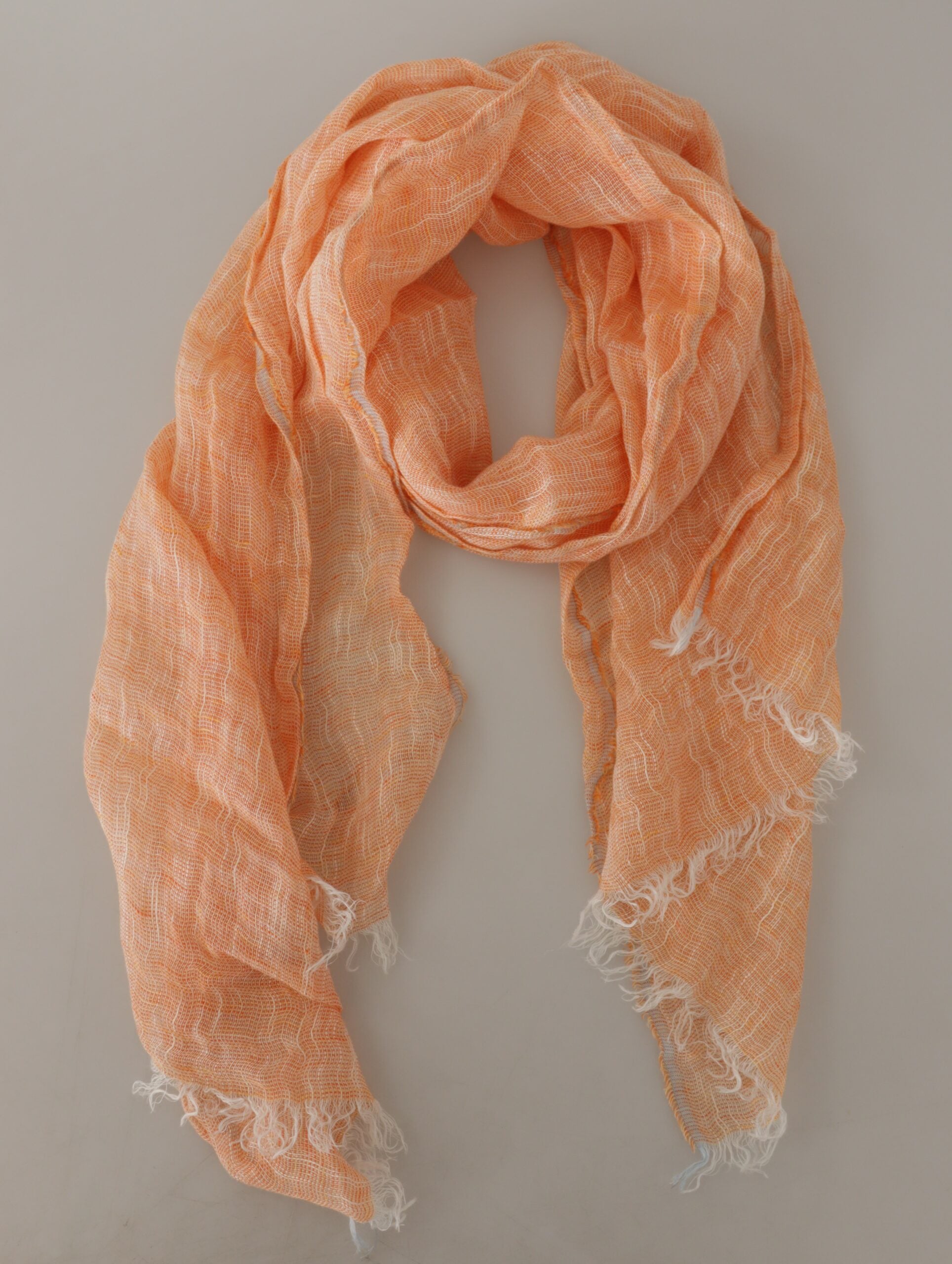 Malo Peach Linen Knitted Shawl Wrap Fringes Scarf Malo