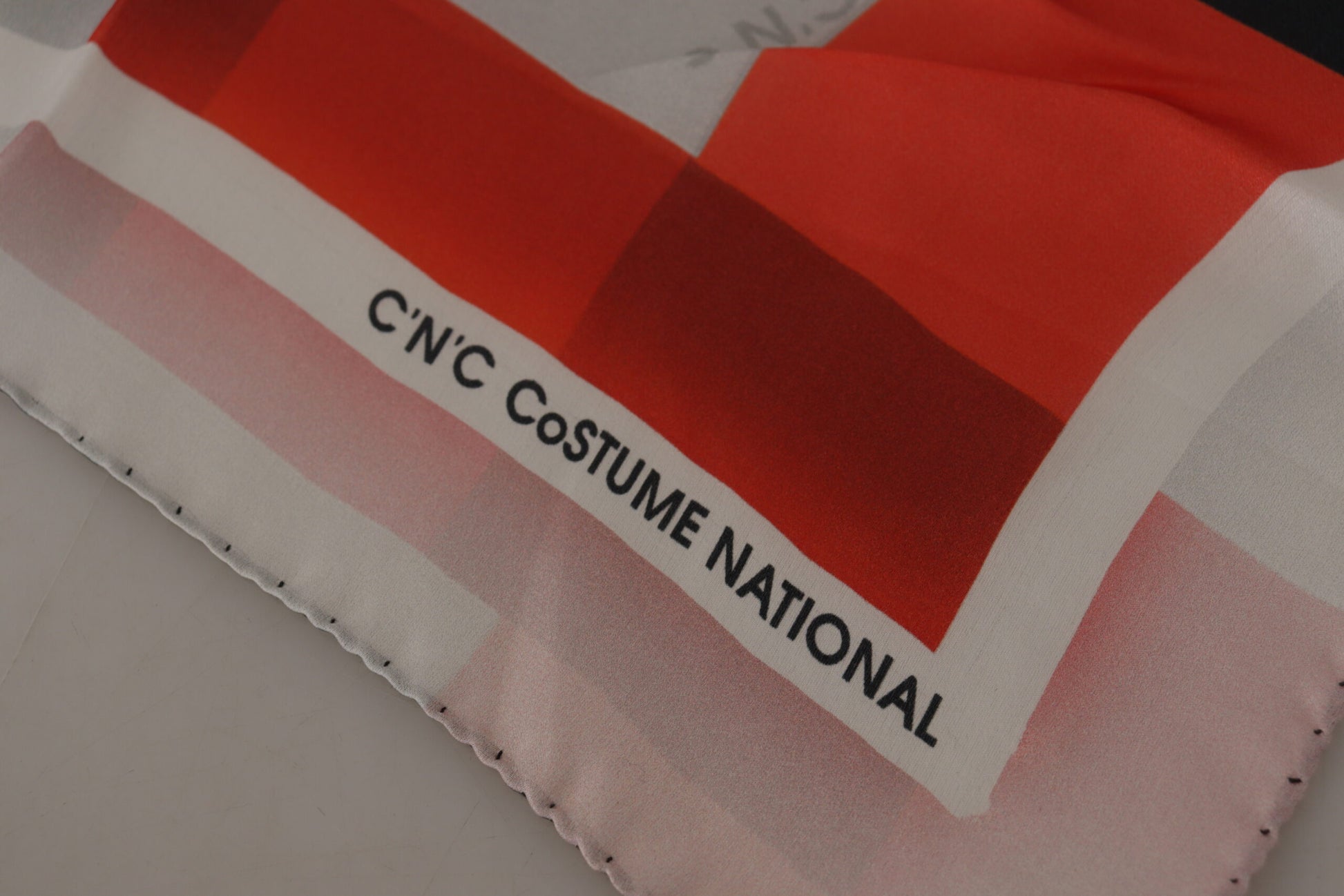 Costume National Gray Red Silk Shawl Foulard Wrap Scarf Costume National