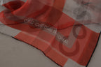 Costume National Gray Red Shawl Foulard Wrap Scarf