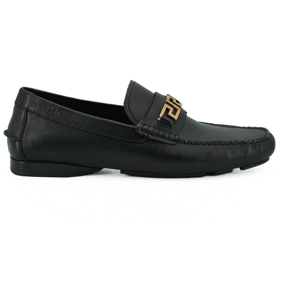 Versace Elegant Black Calf Leather Men's Loafers Versace