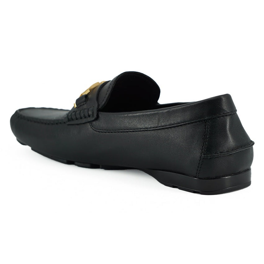 Versace Elegant Black Calf Leather Men's Loafers Versace