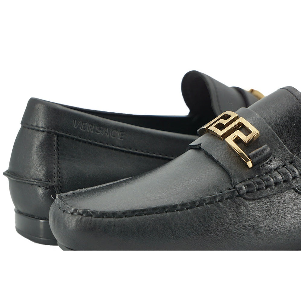 Versace Elegant Black Calf Leather Men's Loafers Versace