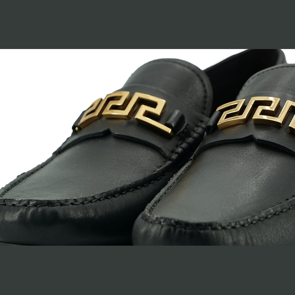 Versace Elegant Black Calf Leather Men's Loafers Versace