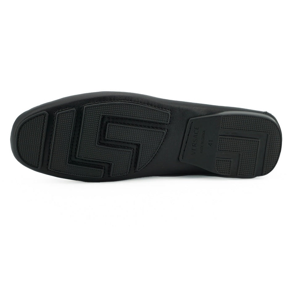 Versace Elegant Black Calf Leather Men's Loafers Versace