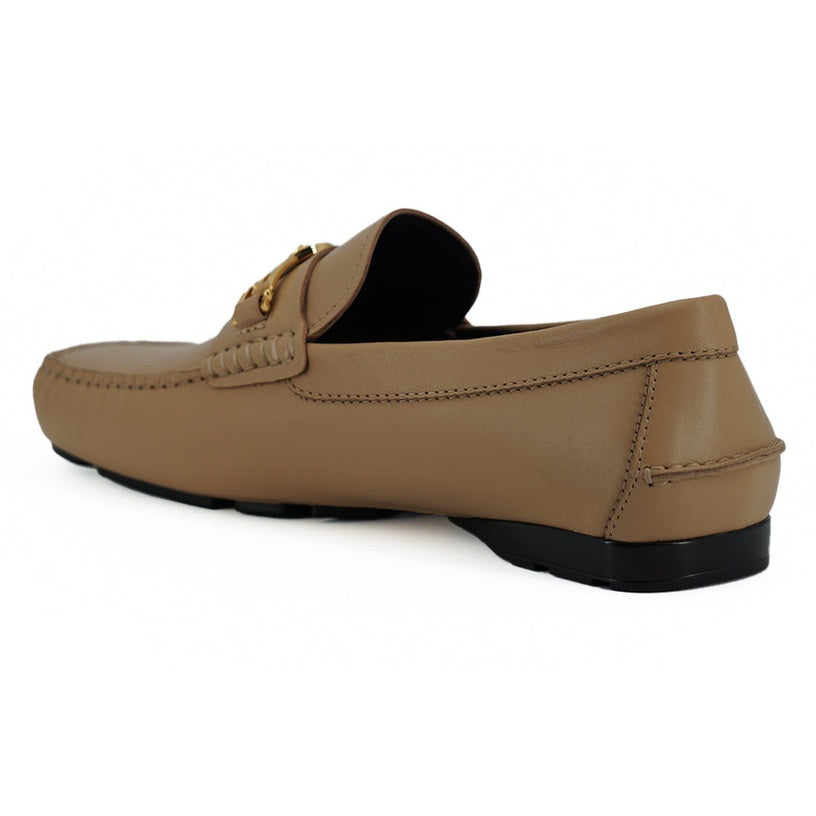 Versace Exquisite Medusa Gold-Tone Leather Loafers Versace