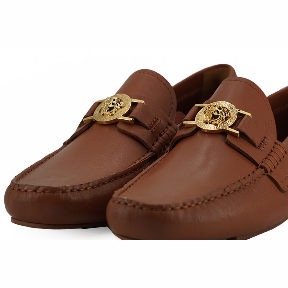 Versace Elegant Medusa-Embossed Leather Loafers Versace