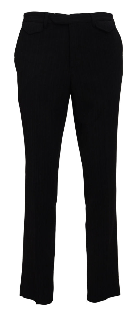 BENCIVENGA Black Cotton Straight Fit Men Formal Pants BENCIVENGA