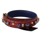 Dolce & Gabbana Red Exotic Leather Crystals Bag Shoulder Strap