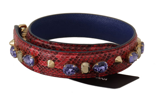 Dolce & Gabbana Red Exotic Leather Crystals Bag Shoulder Strap Dolce & Gabbana