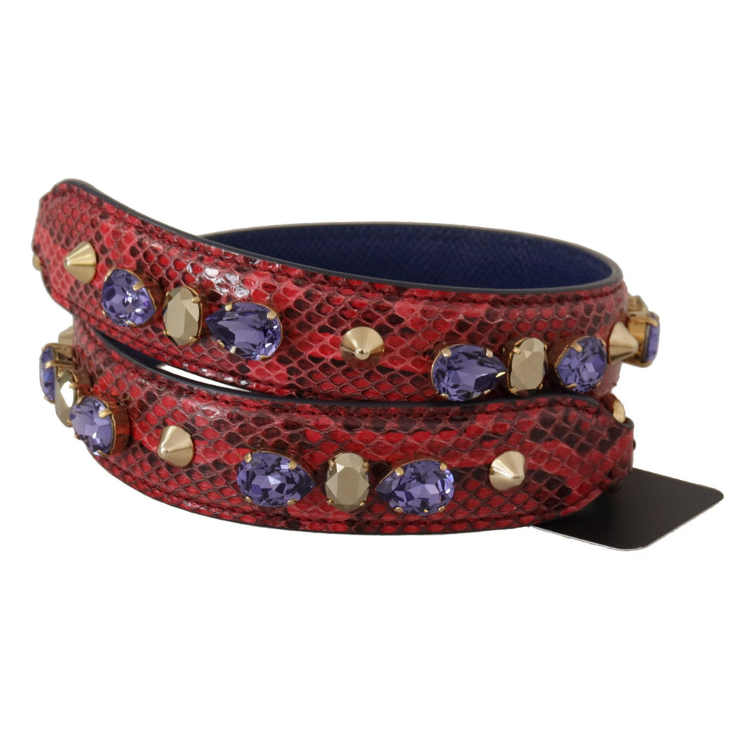 Dolce & Gabbana Red Exotic Leather Crystals Bag Shoulder Strap