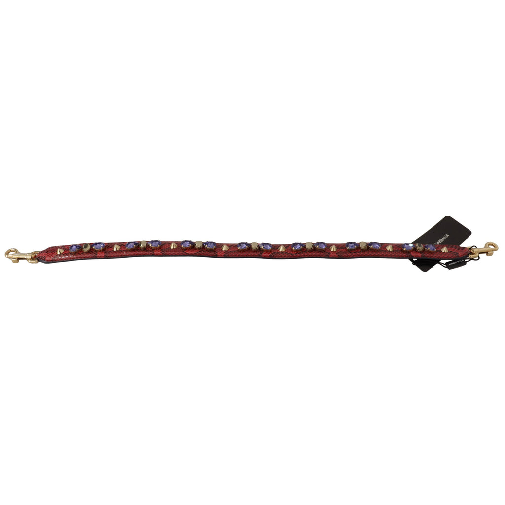 Dolce & Gabbana Red Exotic Leather Crystals Bag Shoulder Strap