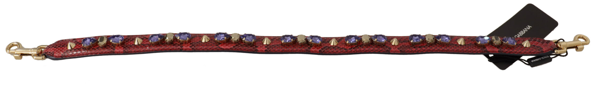 Dolce & Gabbana Red Exotic Leather Crystals Bag Shoulder Strap Dolce & Gabbana