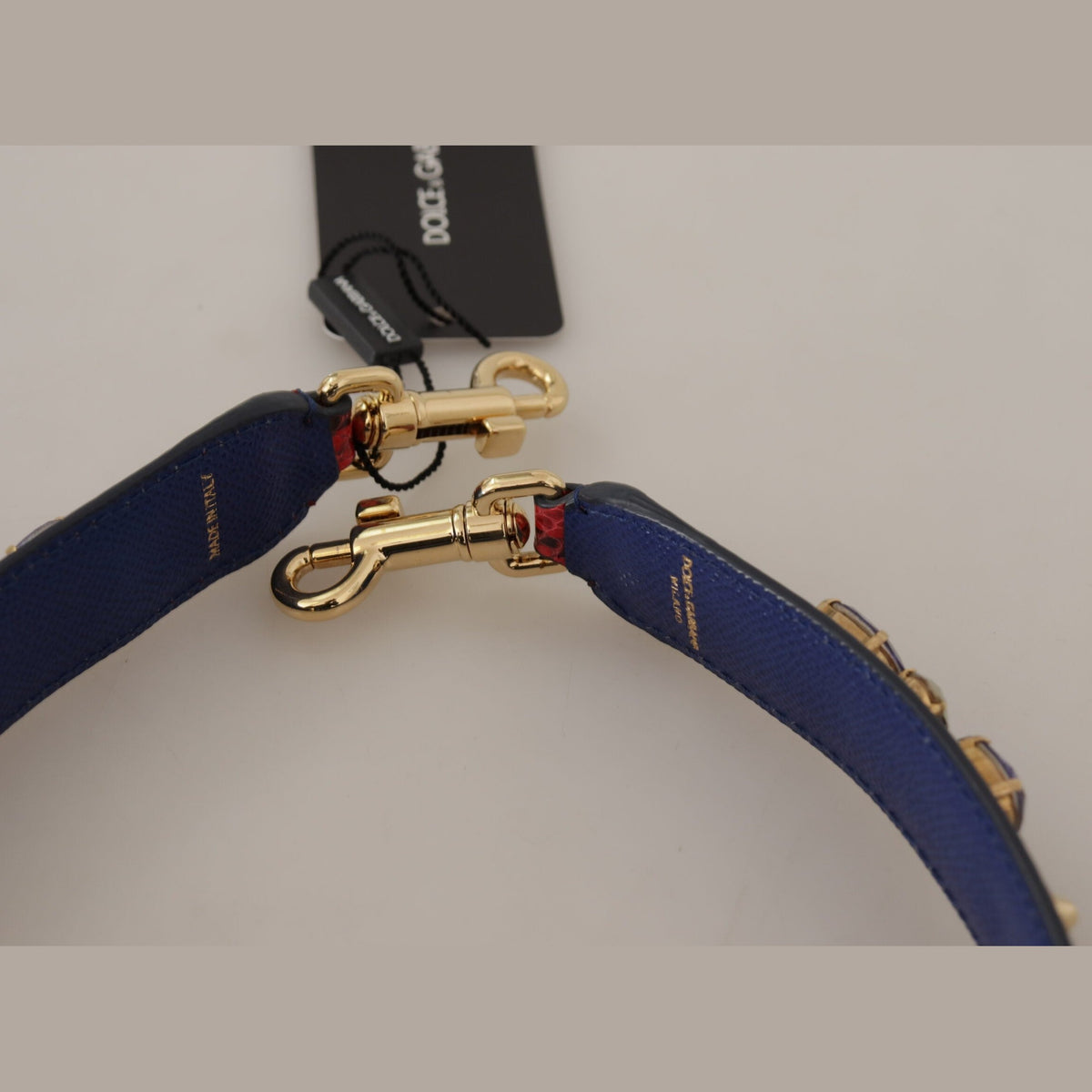 Dolce & Gabbana Red Exotic Leather Crystals Bag Shoulder Strap