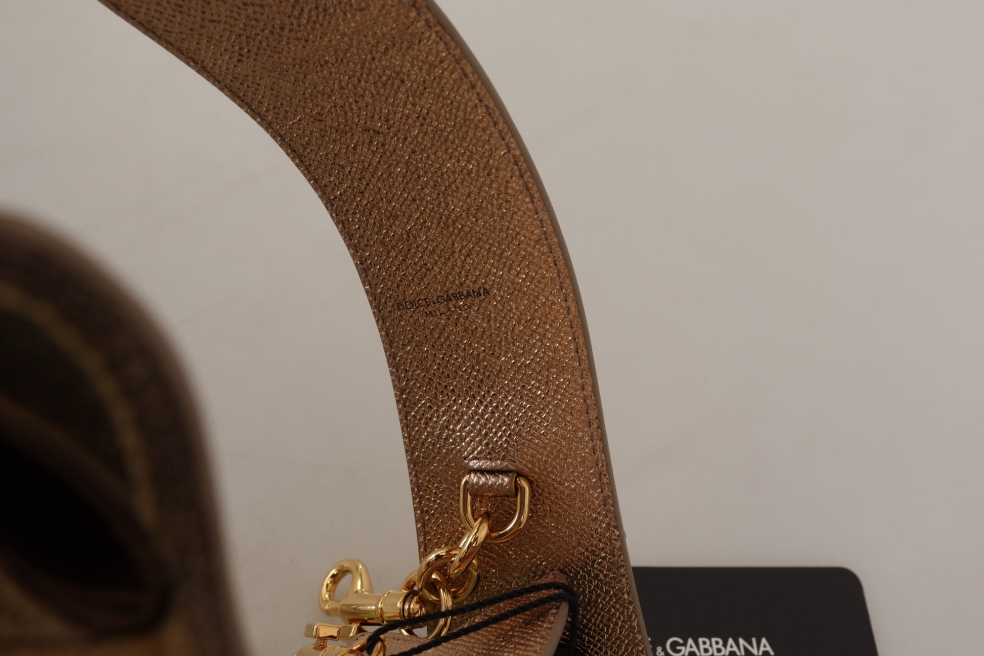 Dolce & Gabbana Gold Leather LOVE Patch Bag Shoulder Strap Dolce & Gabbana