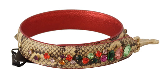 Dolce & Gabbana Beige Exotic Leather Crystals Shoulder Strap Dolce & Gabbana