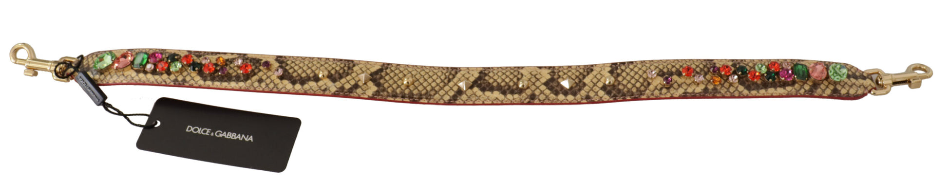 Dolce & Gabbana Beige Exotic Leather Crystals Shoulder Strap Dolce & Gabbana