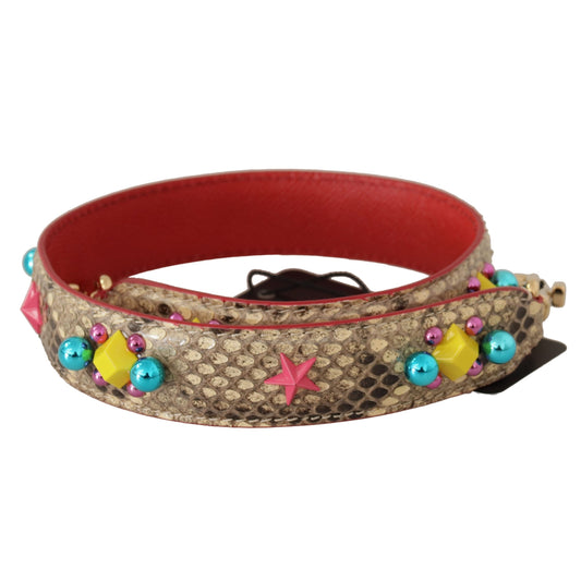 Dolce & Gabbana Beige Python Leather Crystals Shoulder Strap Dolce & Gabbana