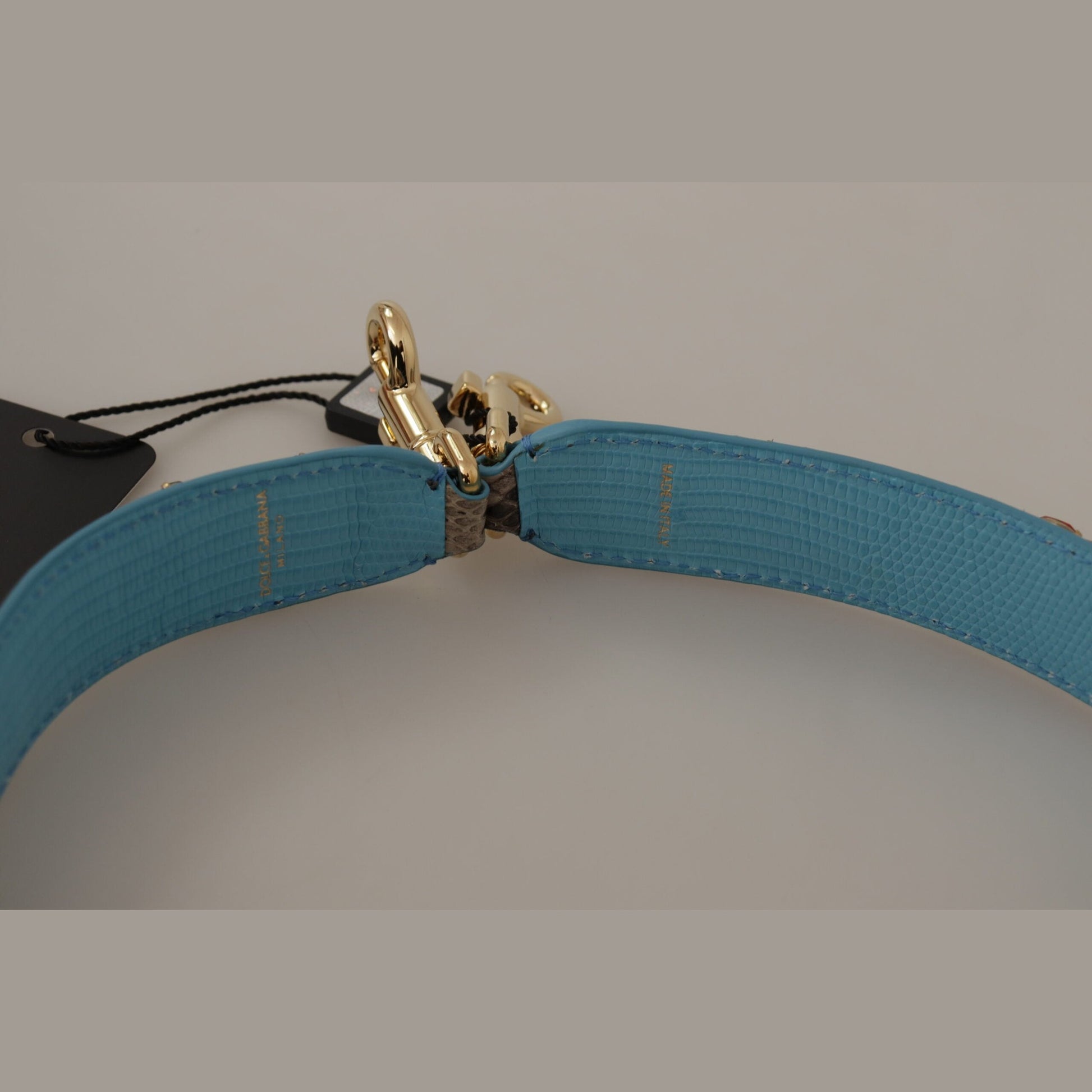Dolce & Gabbana Brown Exotic Leather Crystals Shoulder Strap Dolce & Gabbana