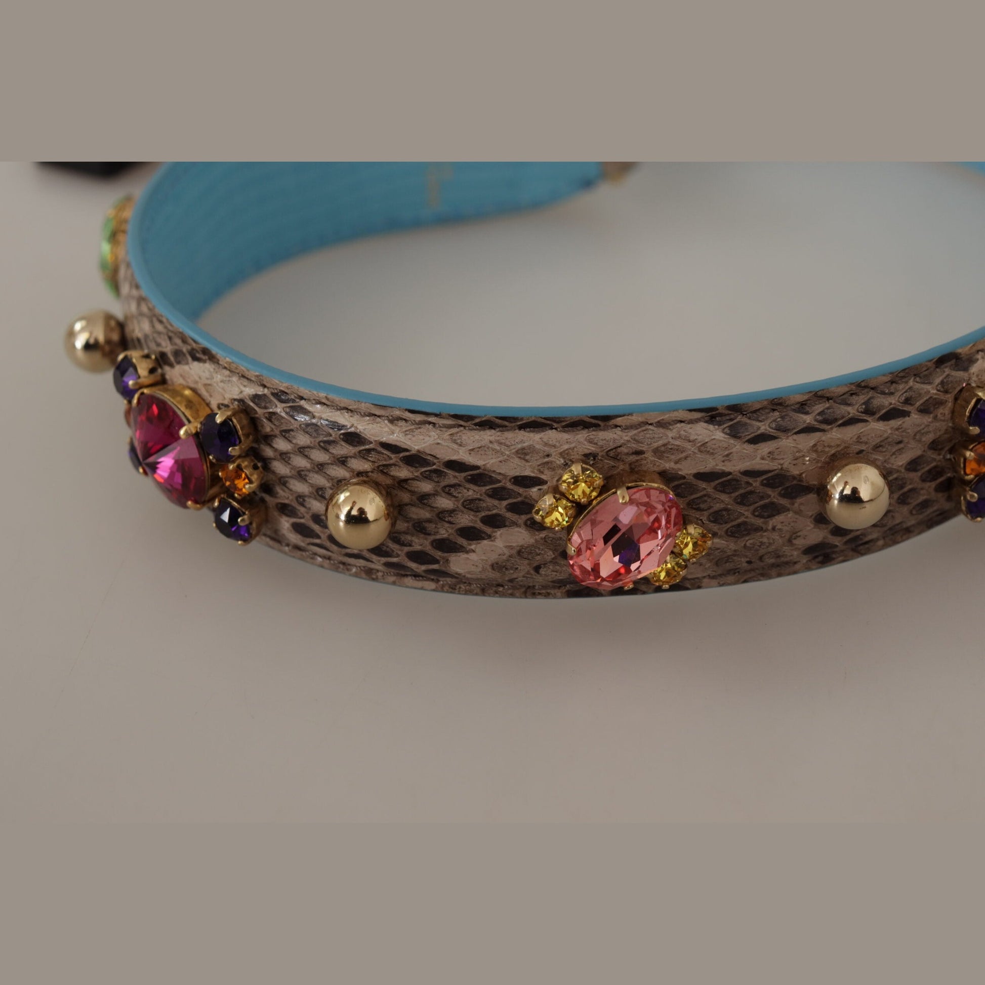 Dolce & Gabbana Brown Exotic Leather Crystals Shoulder Strap Dolce & Gabbana