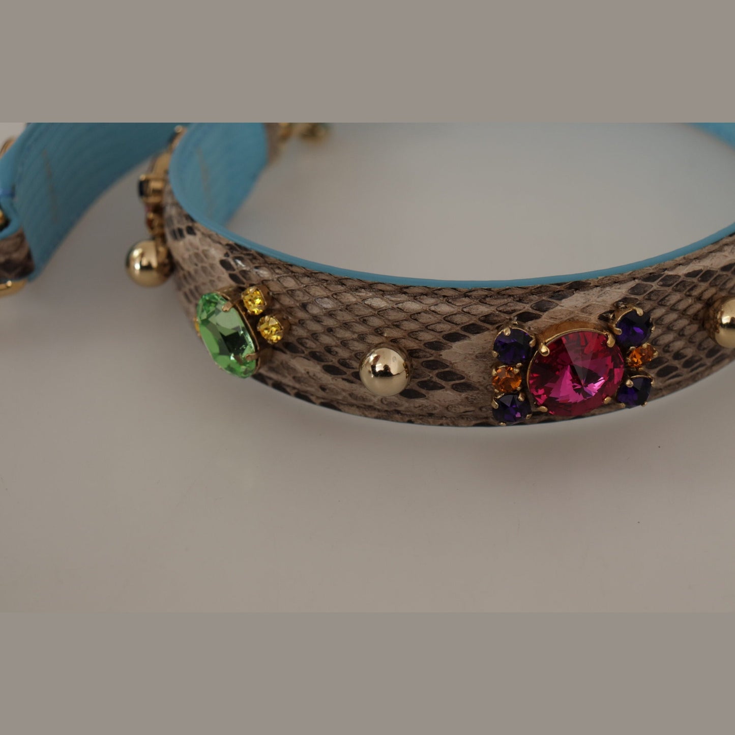 Dolce & Gabbana Brown Exotic Leather Crystals Shoulder Strap Dolce & Gabbana