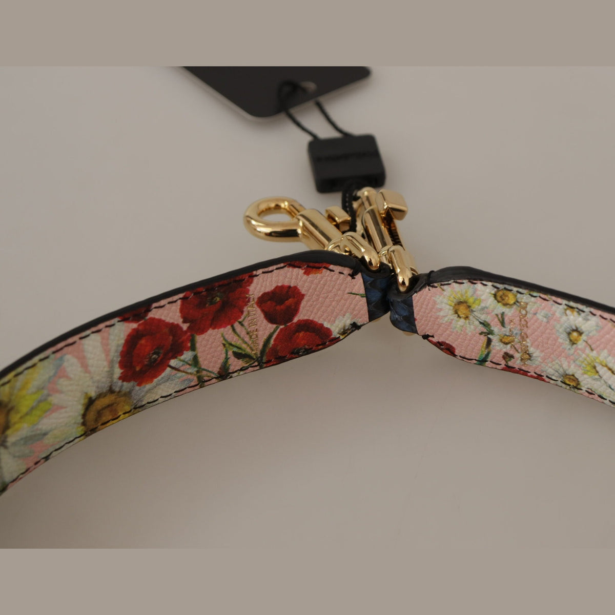 Dolce & Gabbana Blue Exotic Leather Crystals Reversible Shoulder Strap