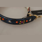 Dolce & Gabbana Blue Exotic Leather Crystals Reversible Shoulder Strap