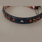 Dolce & Gabbana Blue Exotic Leather Crystals Reversible Shoulder Strap
