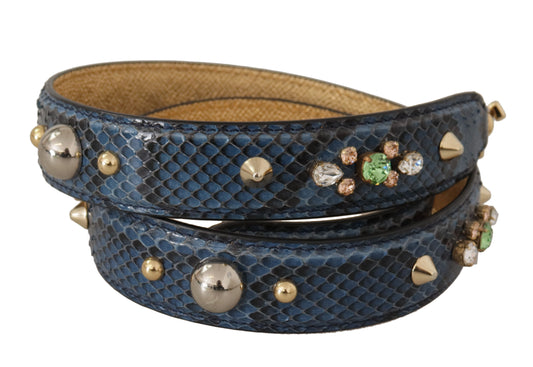 Dolce & Gabbana Blue Exotic Leather Crystals Shoulder Strap Dolce & Gabbana