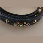 Dolce & Gabbana Blue Exotic Leather Crystals Shoulder Strap