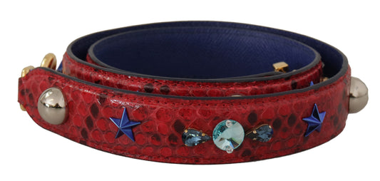 Dolce & Gabbana Red Exotic Leather Crystals Shoulder Strap Dolce & Gabbana