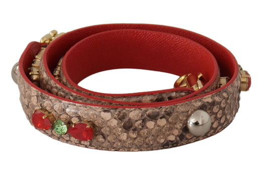 Dolce & Gabbana Brown Python Leather Crystals Shoulder Strap Dolce & Gabbana