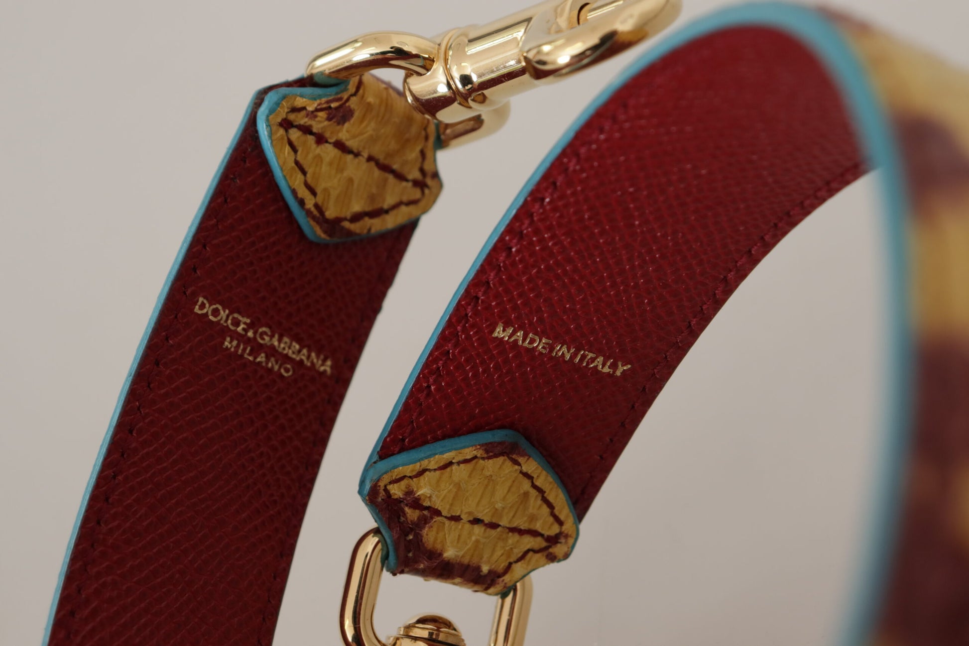 Dolce & Gabbana Yellow Red Leather Gold Tone Shoulder Strap Dolce & Gabbana