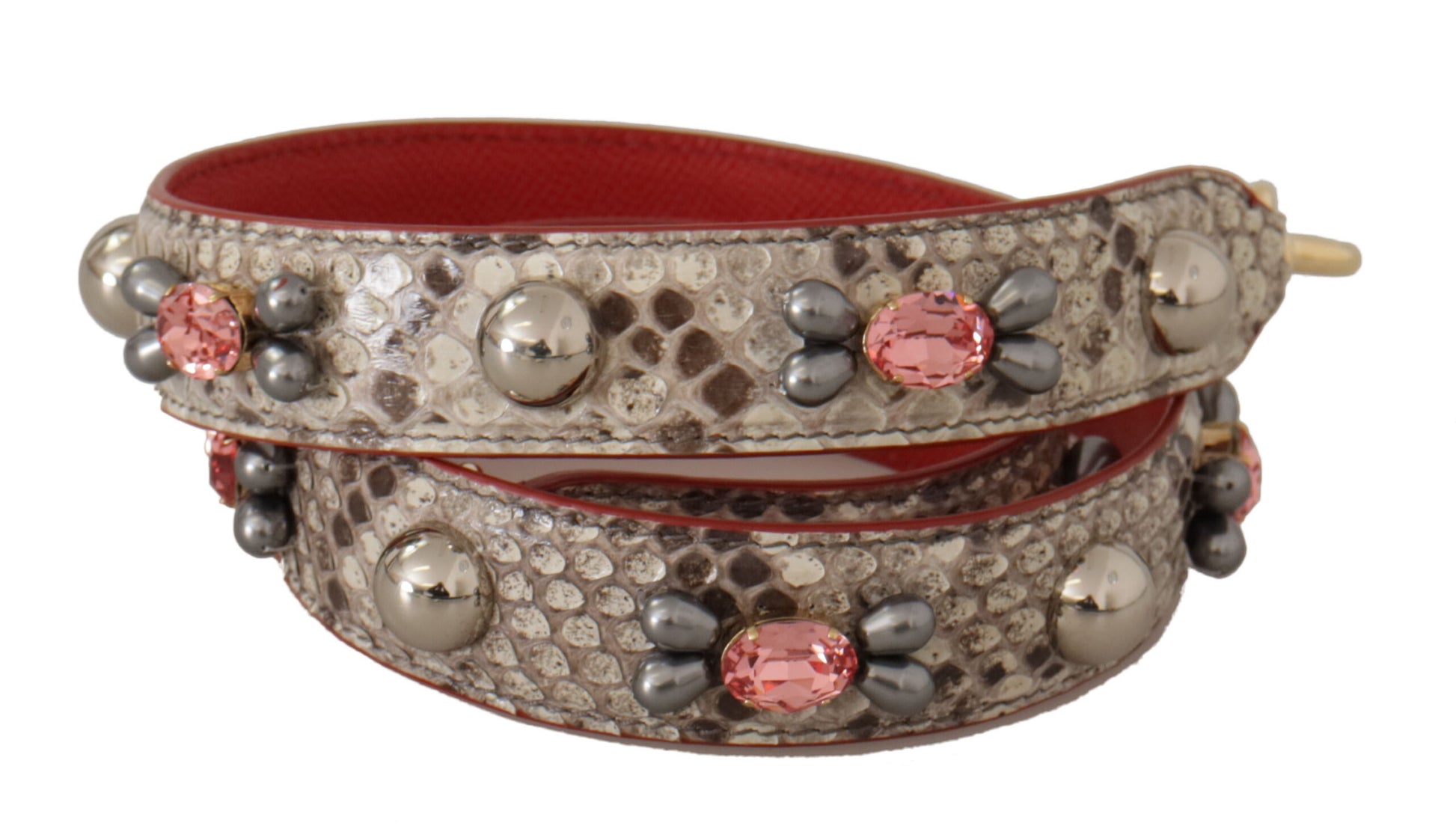 Dolce & Gabbana Beige Exotic Leather Studded Shoulder Strap Dolce & Gabbana