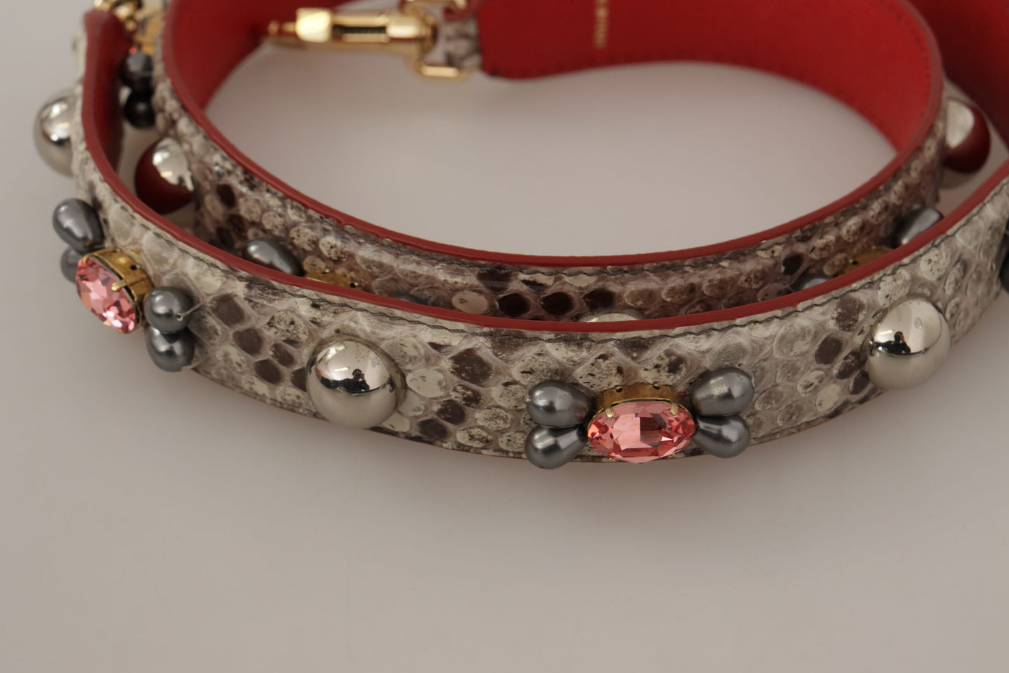 Dolce & Gabbana Beige Exotic Leather Studded Shoulder Strap Dolce & Gabbana