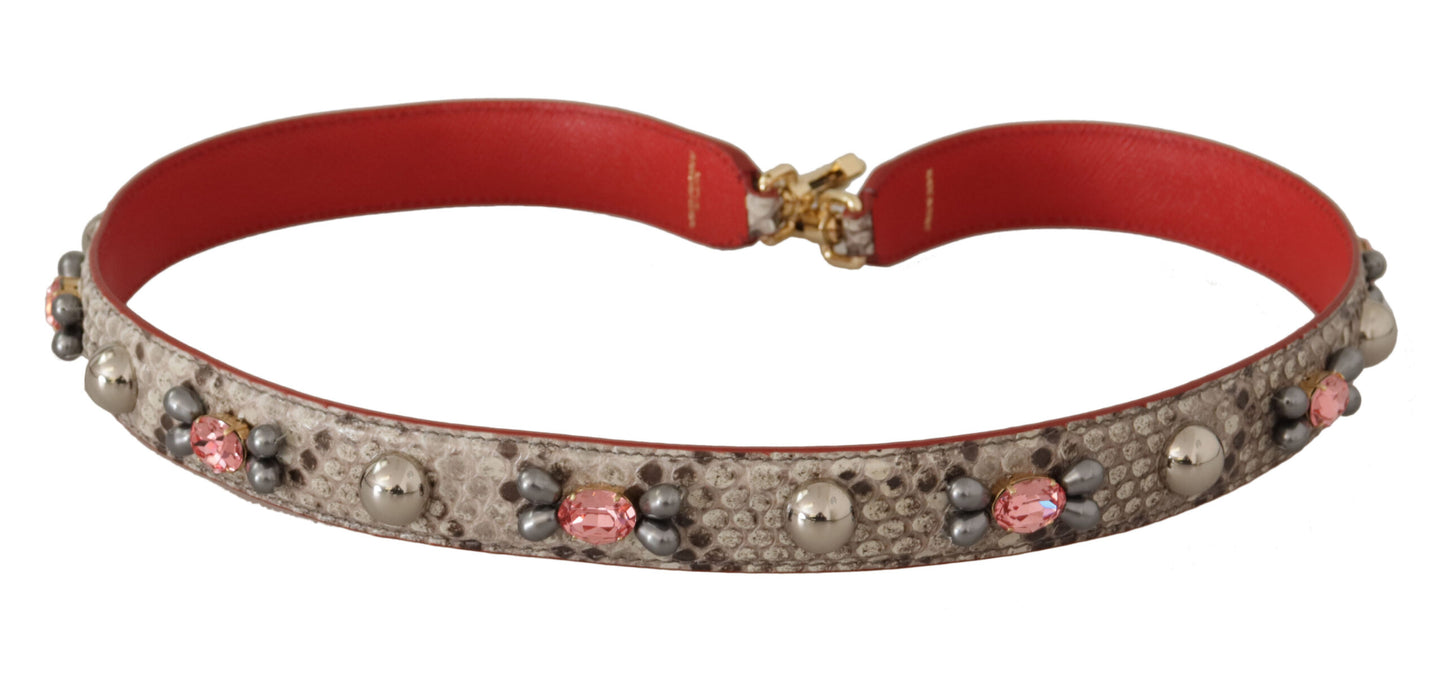 Dolce & Gabbana Beige Exotic Leather Studded Shoulder Strap Dolce & Gabbana
