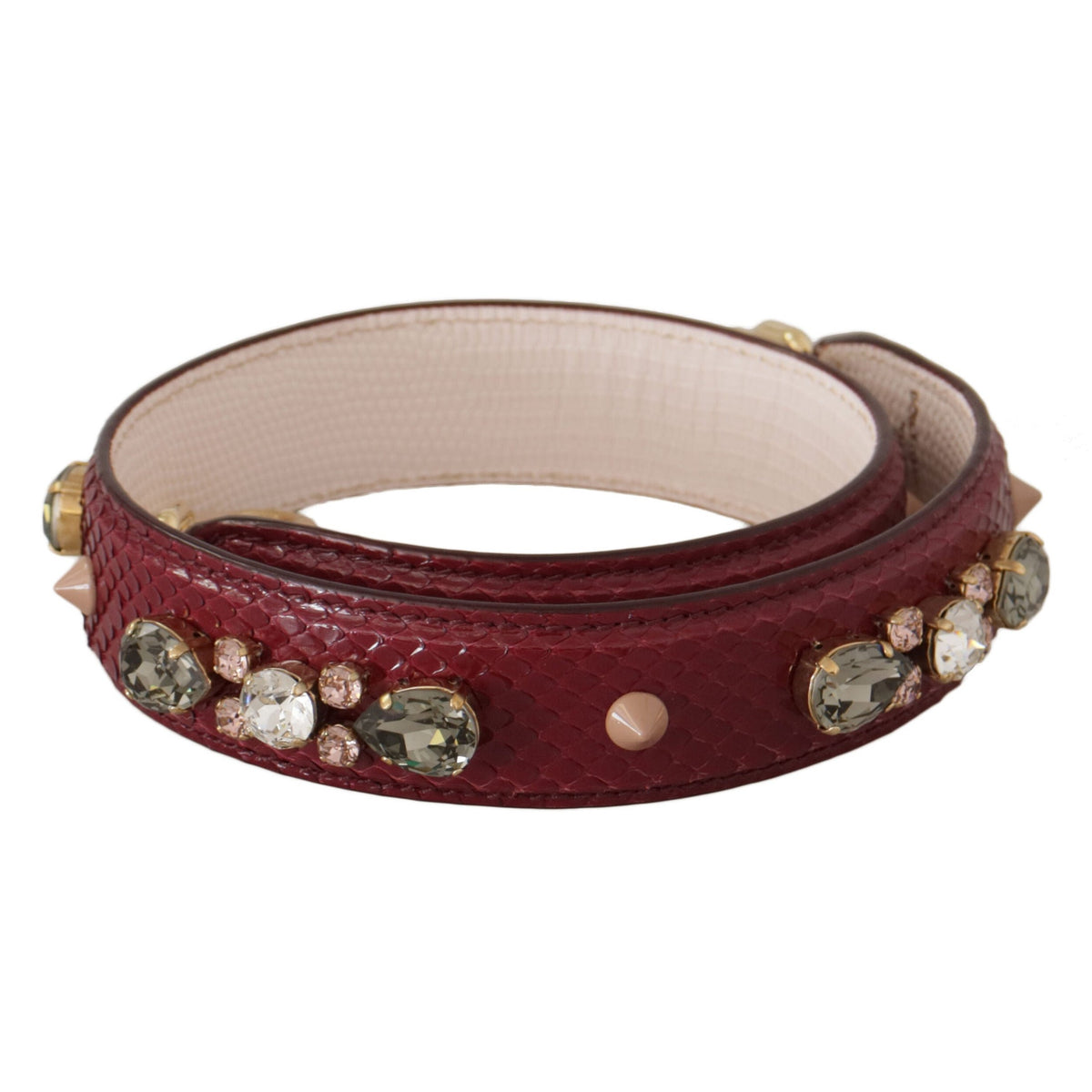Dolce & Gabbana Bordeaux Leather Crystals Bag Shoulder Strap