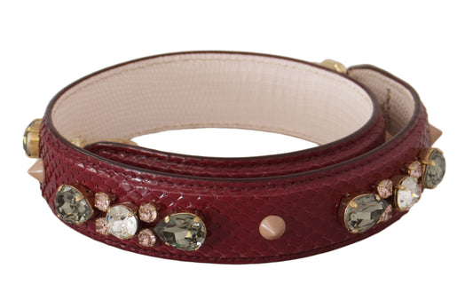Dolce & Gabbana Bordeaux Leather Crystals Bag Shoulder Strap Dolce & Gabbana