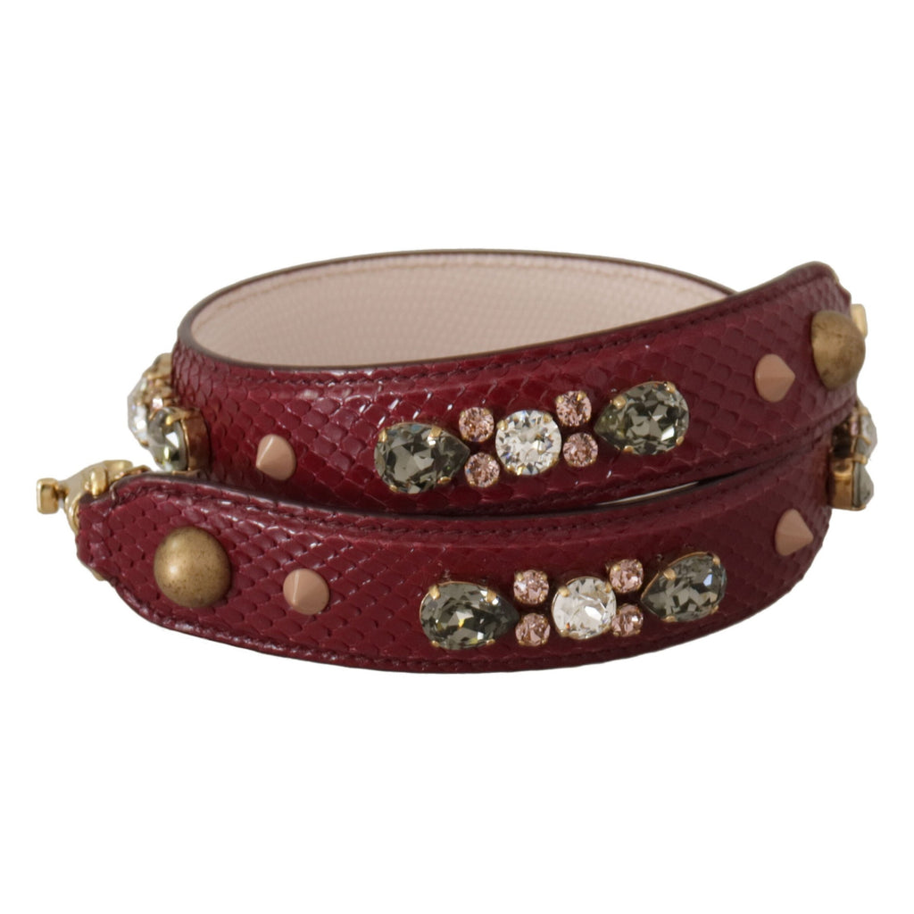 Dolce & Gabbana Bordeaux Leather Crystals Bag Shoulder Strap
