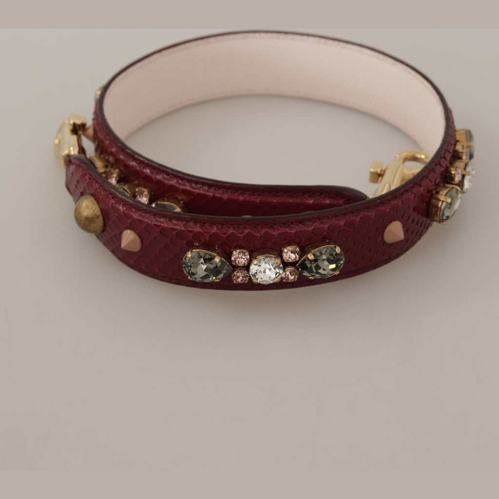 Dolce & Gabbana Bordeaux Leather Crystals Bag Shoulder Strap