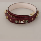 Dolce & Gabbana Bordeaux Leather Crystals Bag Shoulder Strap