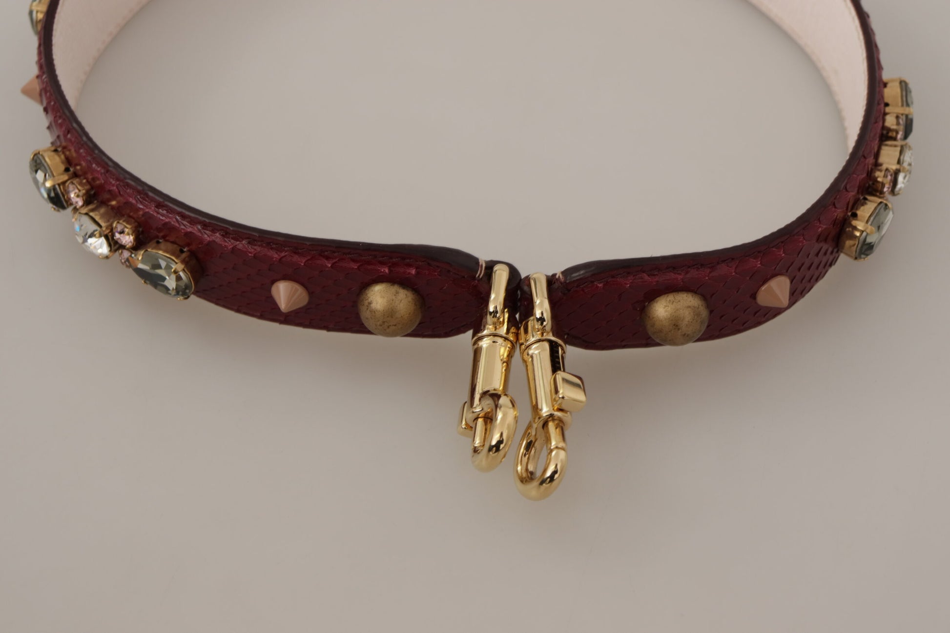Dolce & Gabbana Bordeaux Leather Crystals Bag Shoulder Strap Dolce & Gabbana
