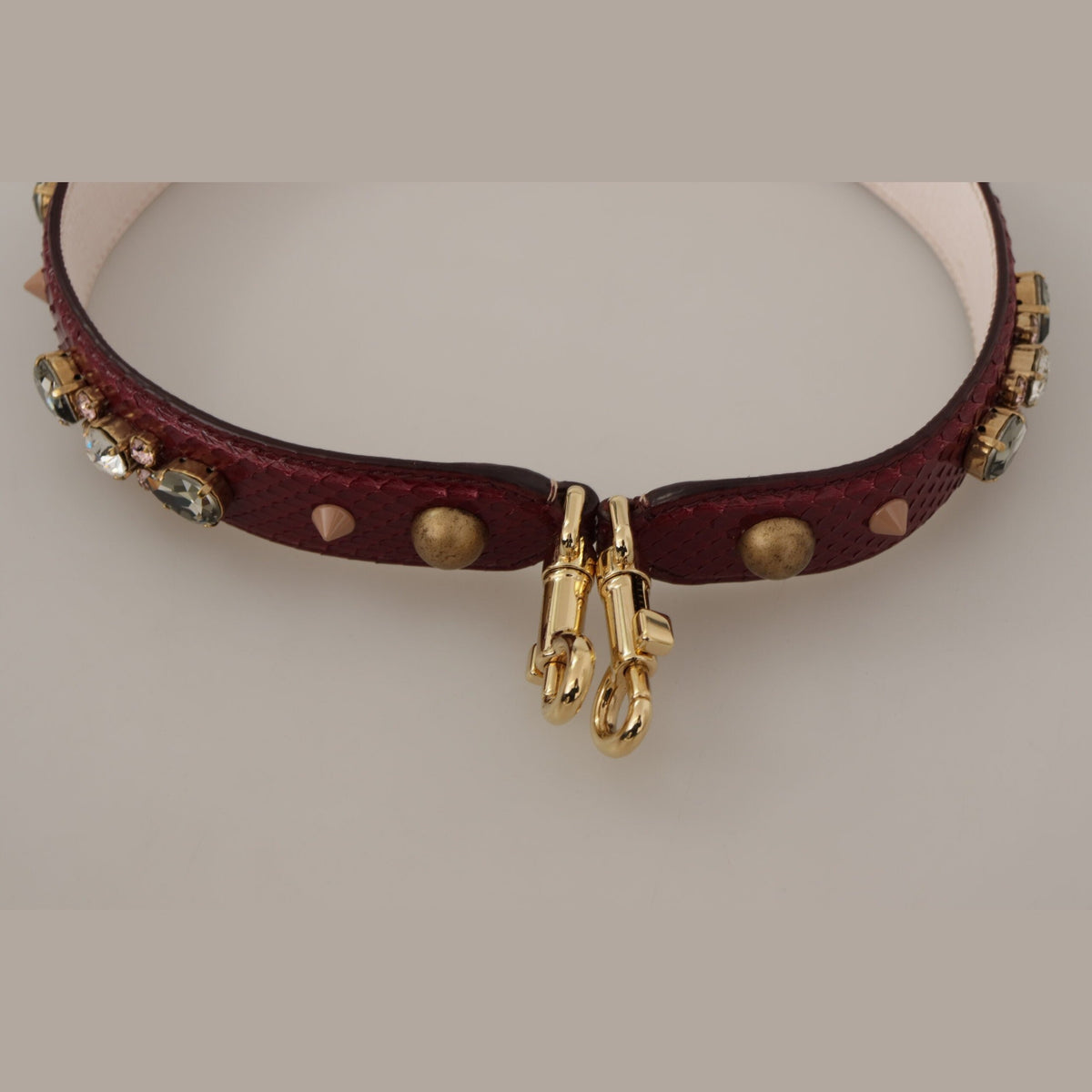 Dolce & Gabbana Bordeaux Leather Crystals Bag Shoulder Strap