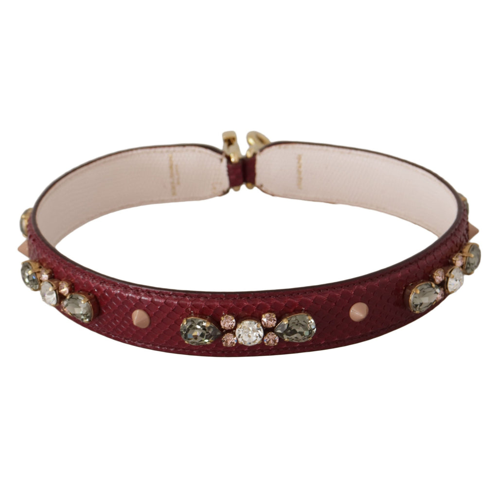 Dolce & Gabbana Bordeaux Leather Crystals Bag Shoulder Strap