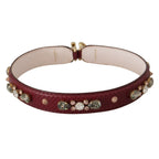 Dolce & Gabbana Bordeaux Leather Crystals Bag Shoulder Strap