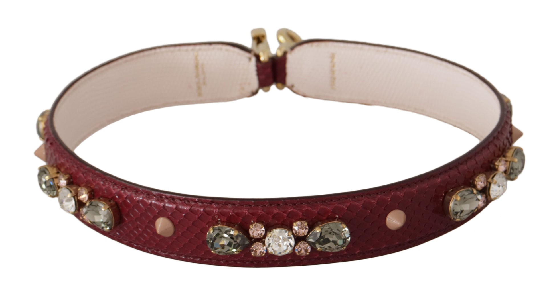 Dolce & Gabbana Bordeaux Leather Crystals Bag Shoulder Strap Dolce & Gabbana