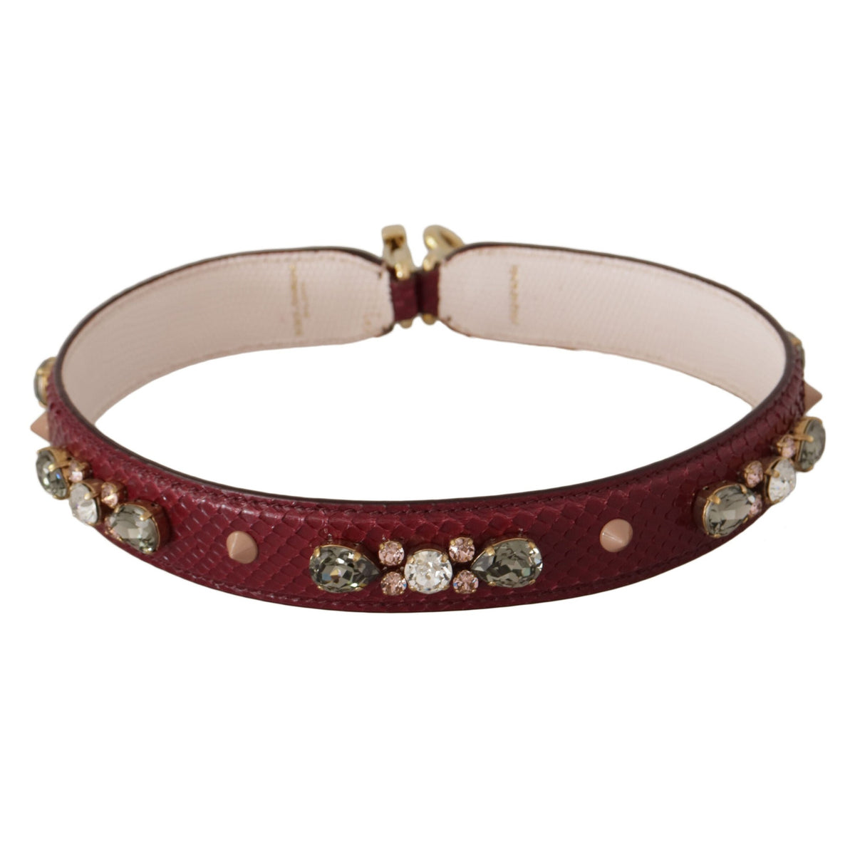 Dolce & Gabbana Bordeaux Leather Crystals Bag Shoulder Strap