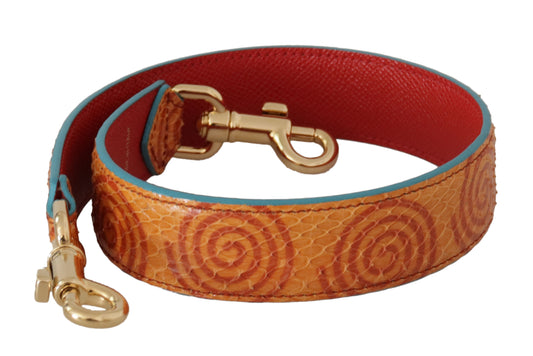 Dolce & Gabbana Orange Leather Swirl Print Bag Shoulder Strap Dolce & Gabbana