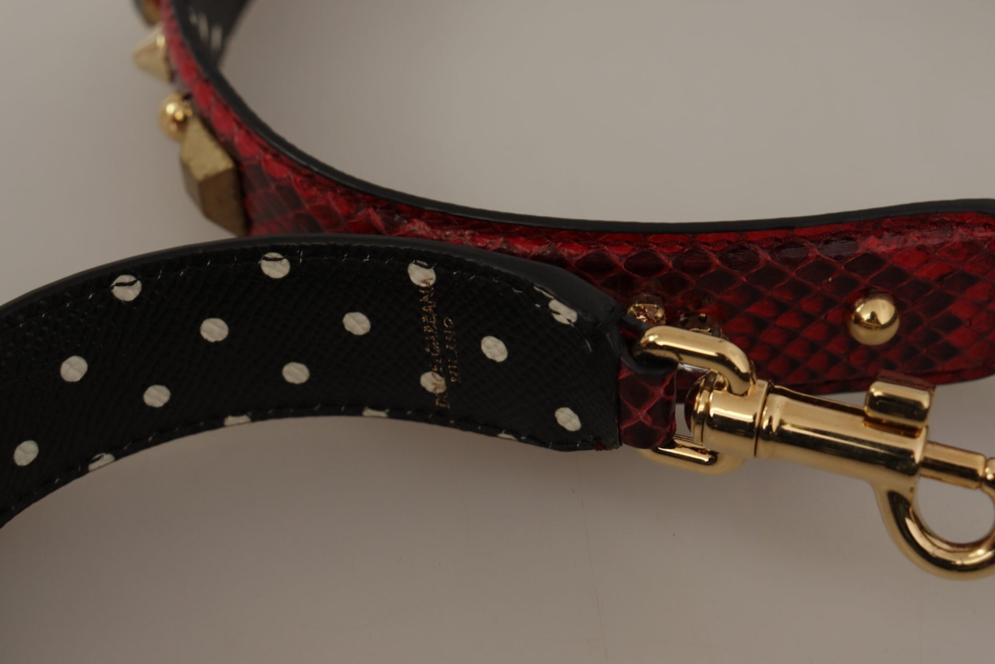 Dolce & Gabbana Red Python Leather Crystals Reversible Shoulder Strap Dolce & Gabbana